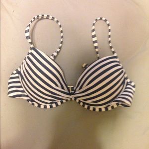 Xhilaration Navy & White Push-Up Bikini Top